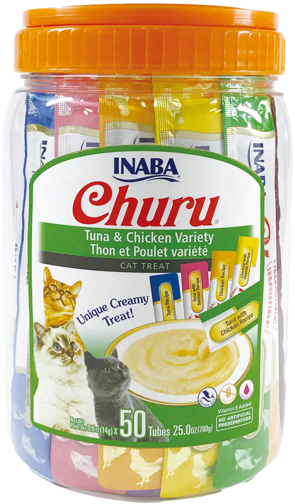 INABA Churu tuna tube close-up, highlighting high moisture and low-calorie treat