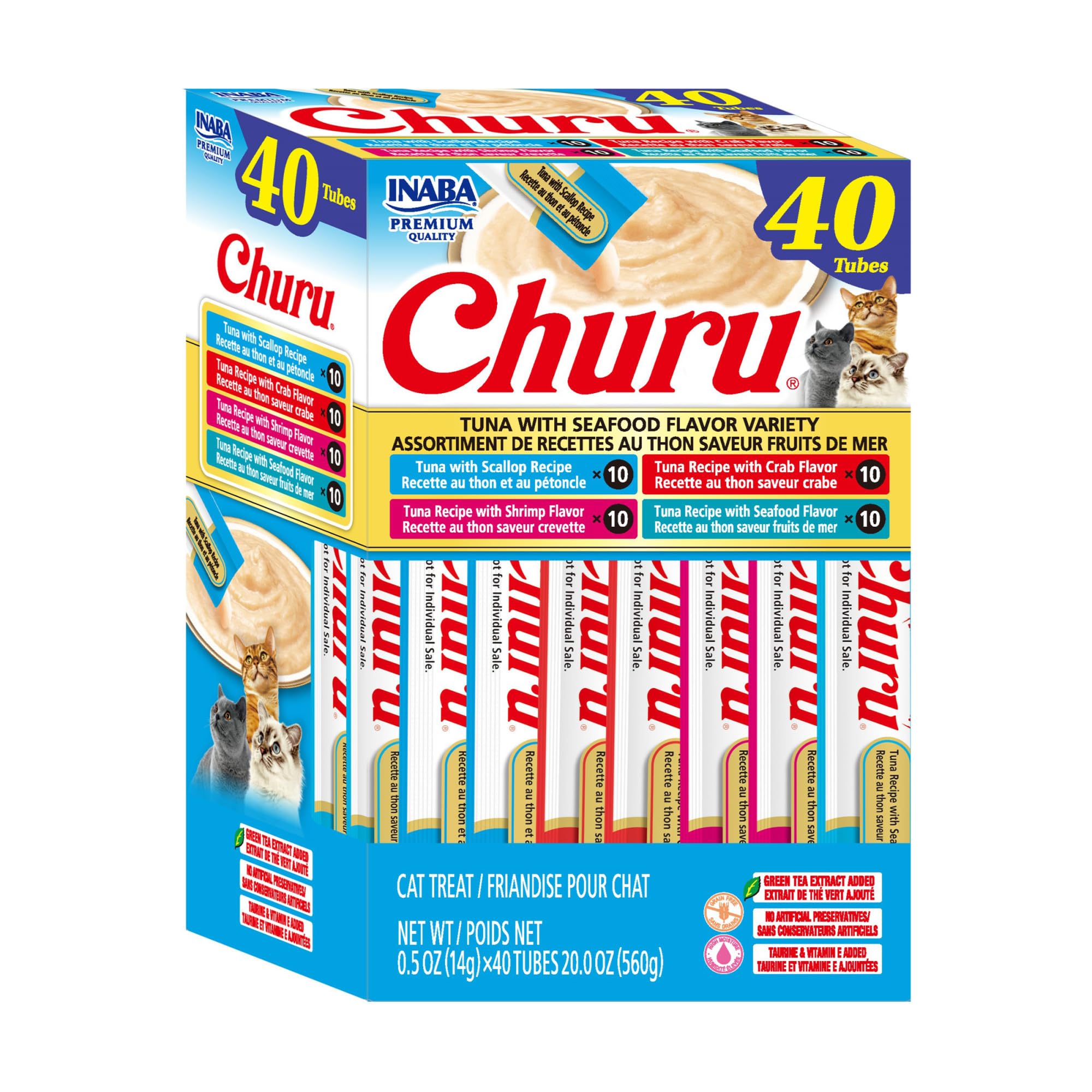 Inaba Churu tuna tube, creamy lickable cat treat that hydrates and delights