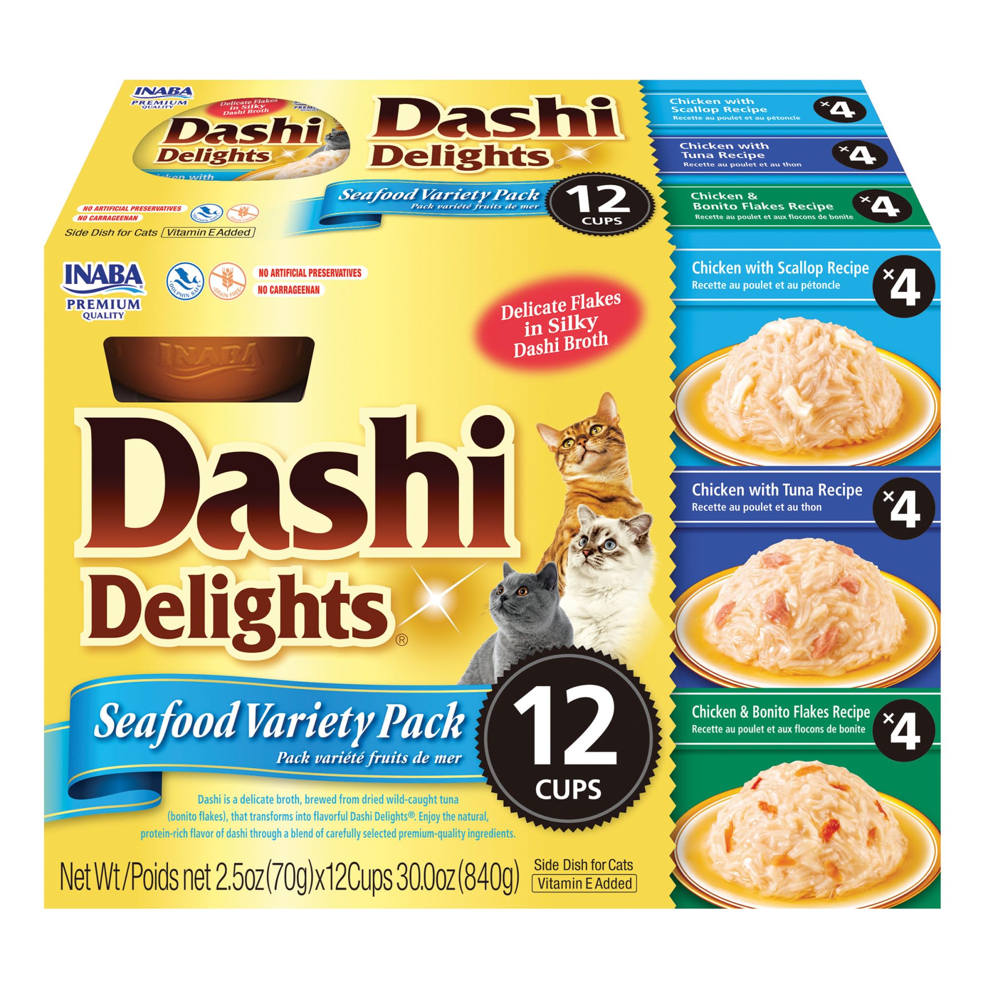 Inaba Dashi Delights tuna broth cup, a savory hydrating topper for cats.