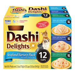 Inaba Dashi Delights tuna broth cup, a savory hydrating topper for cats.