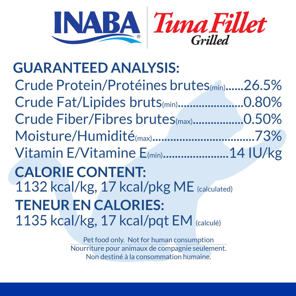 Flaky INABA tuna fillet pieces broken apart by hand for feeding.