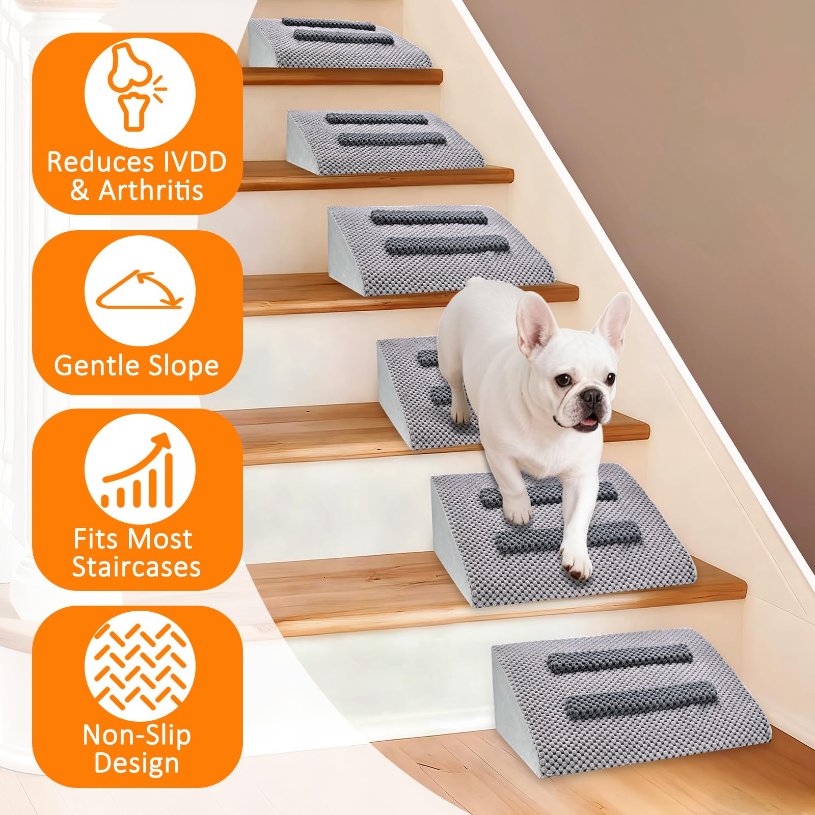 Inanil 40D foam core provides supportive, cushioned steps for small and senior pets.