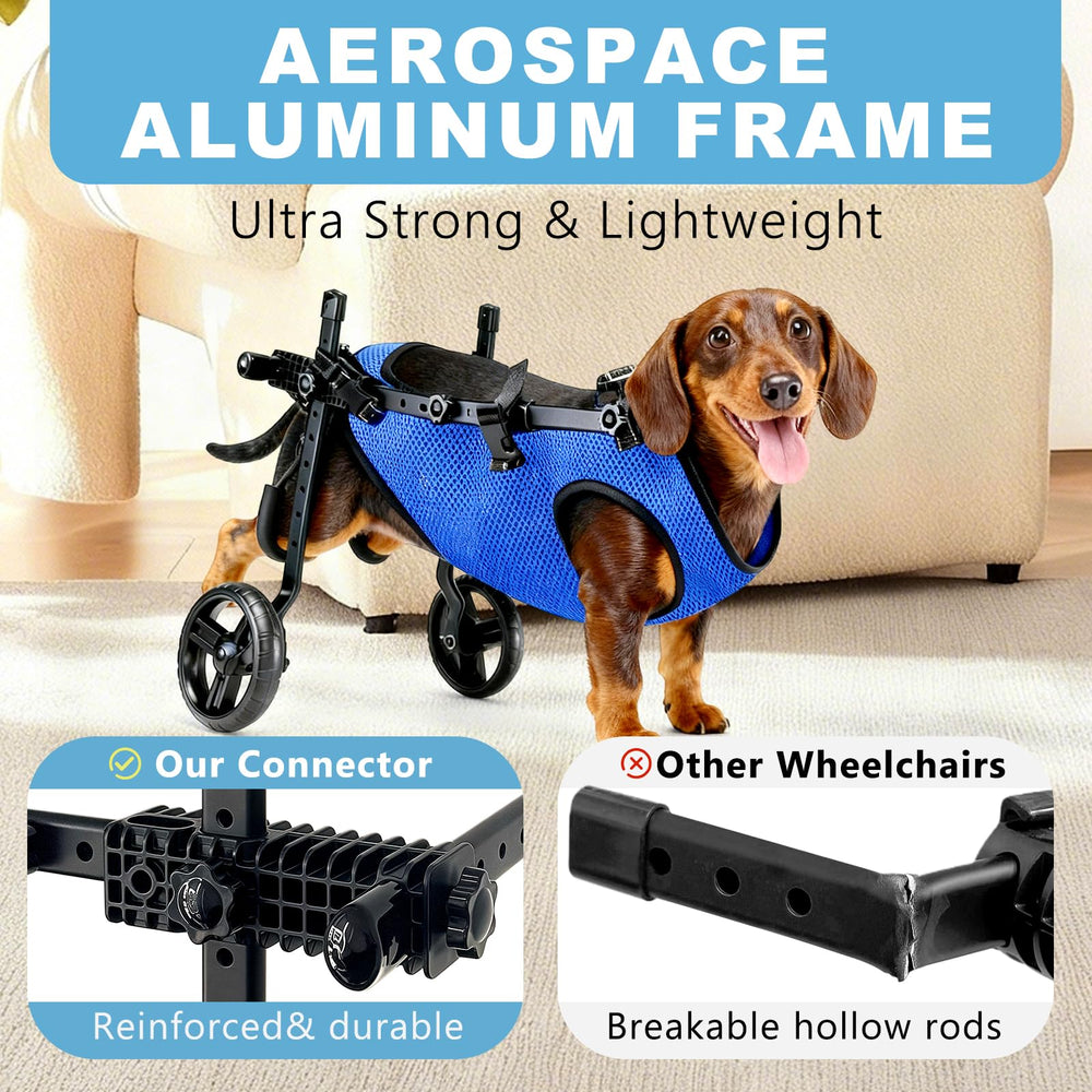 Inanil dog wheelchair all-terrain wheels deliver smooth movement on grass and sand.