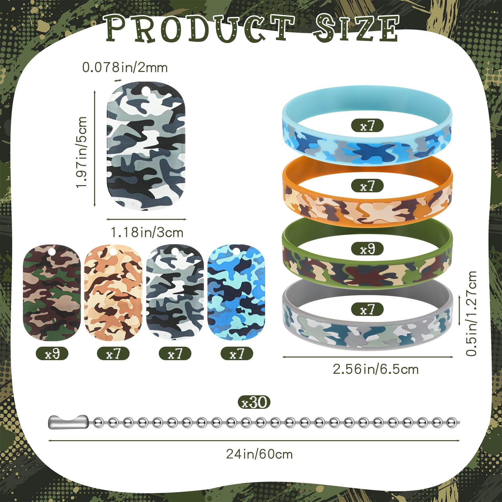 Inbagi camouflage acrylic dog tags ready for daily wear and cosplay outfits