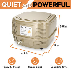 INCLY 7W Ultra Silent Pump with four outlets for multi-point aeration.