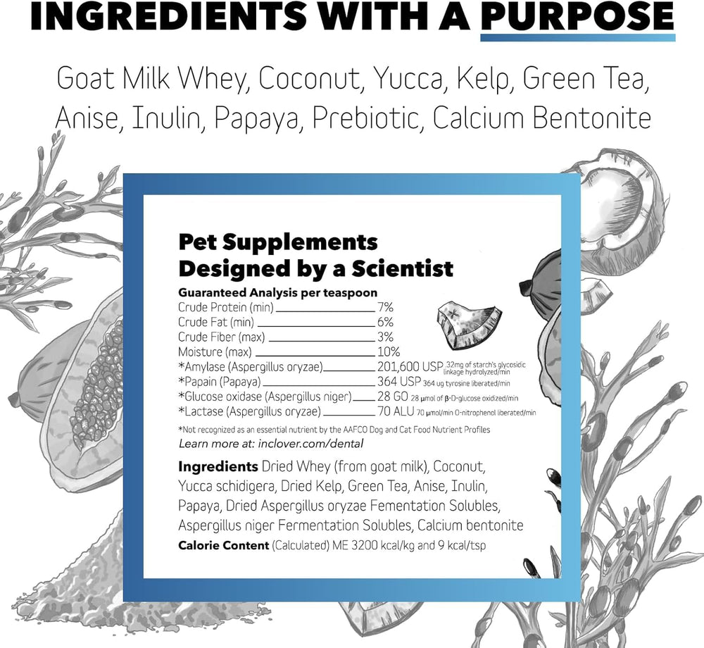 InClover BioBrilliant powder in dog bowl showing daily dental routine