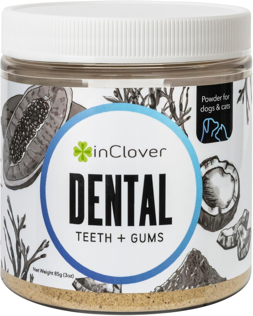 InClover BioBrilliant dental powder packaging for easy home care