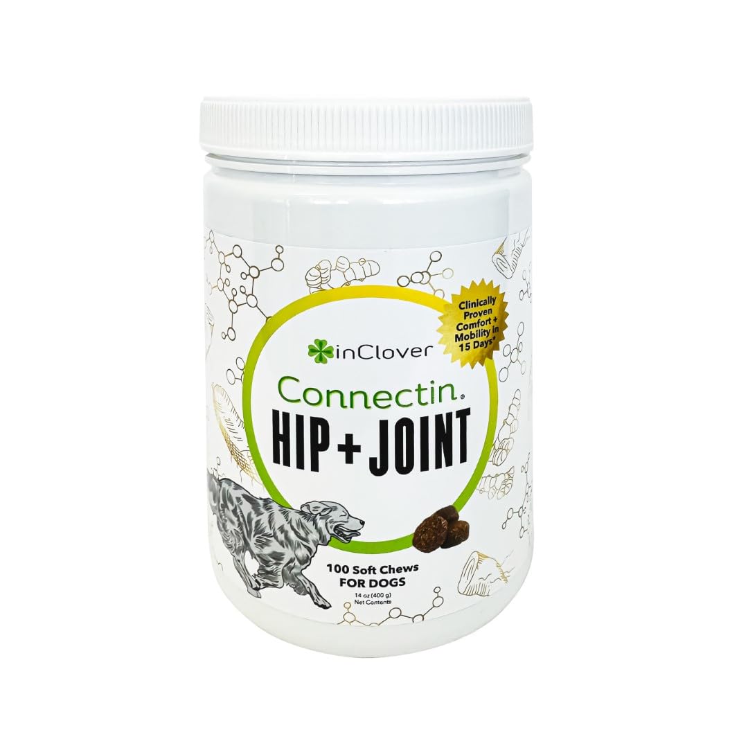 In Clover Connectin soft chews bottle front showing easy mobility support.