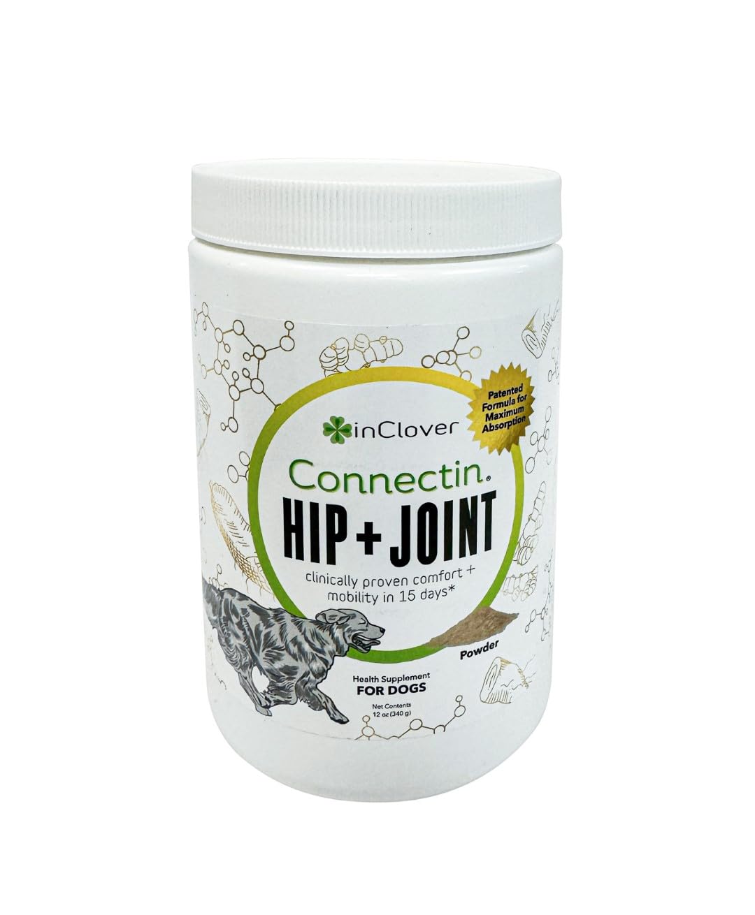 InClover Connectin tub label promotes natural joint support for dogs