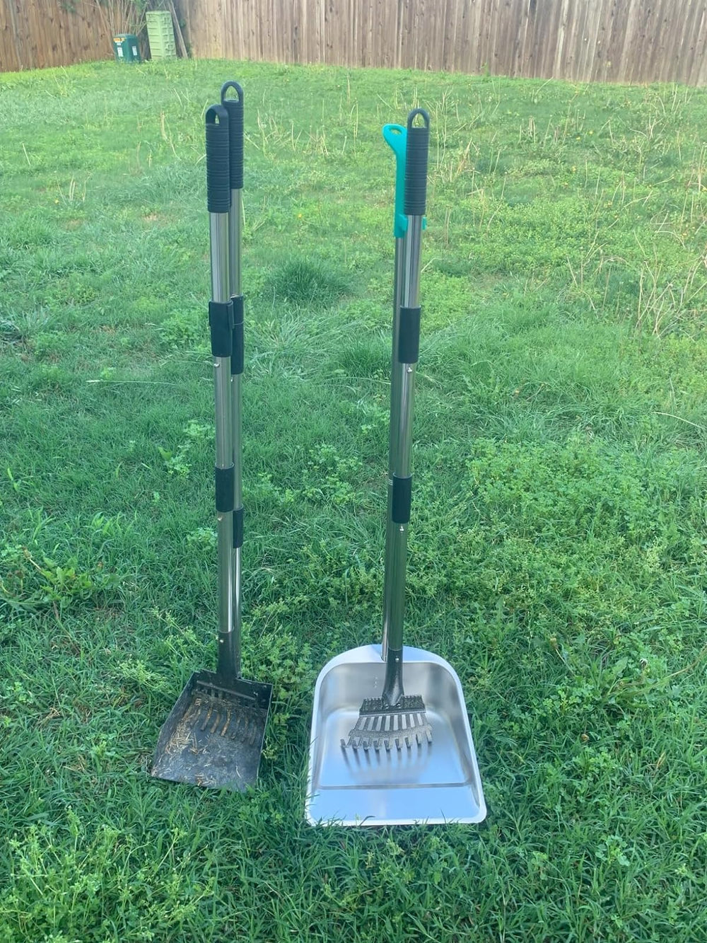 Indiedouker 36-inch handle keeps you upright for yard scooping.