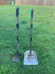 Indiedouker 36-inch handle keeps you upright for yard scooping.