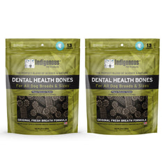 Indigenous Dental Health Bones two-pack front view promoting fresh breath