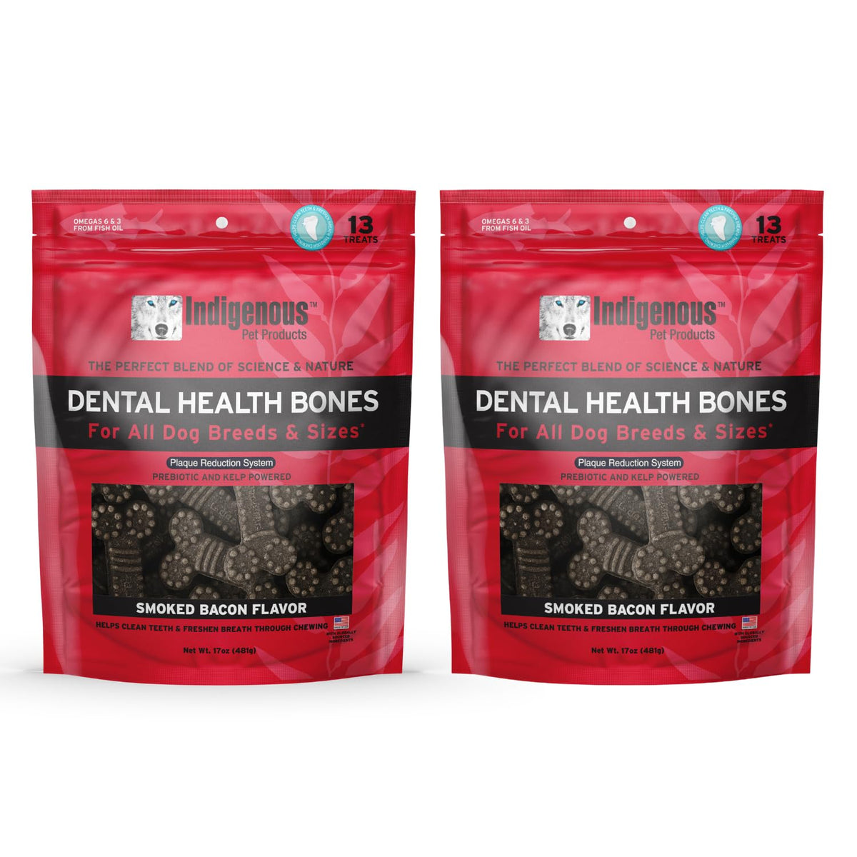 Indigenous Dental Health Bones smoked bacon pack front, a tasty aid for daily dental care.