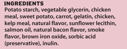 Indigenous Pet Dental Health Bones Mini treats close-up showing smoked bacon flavor.