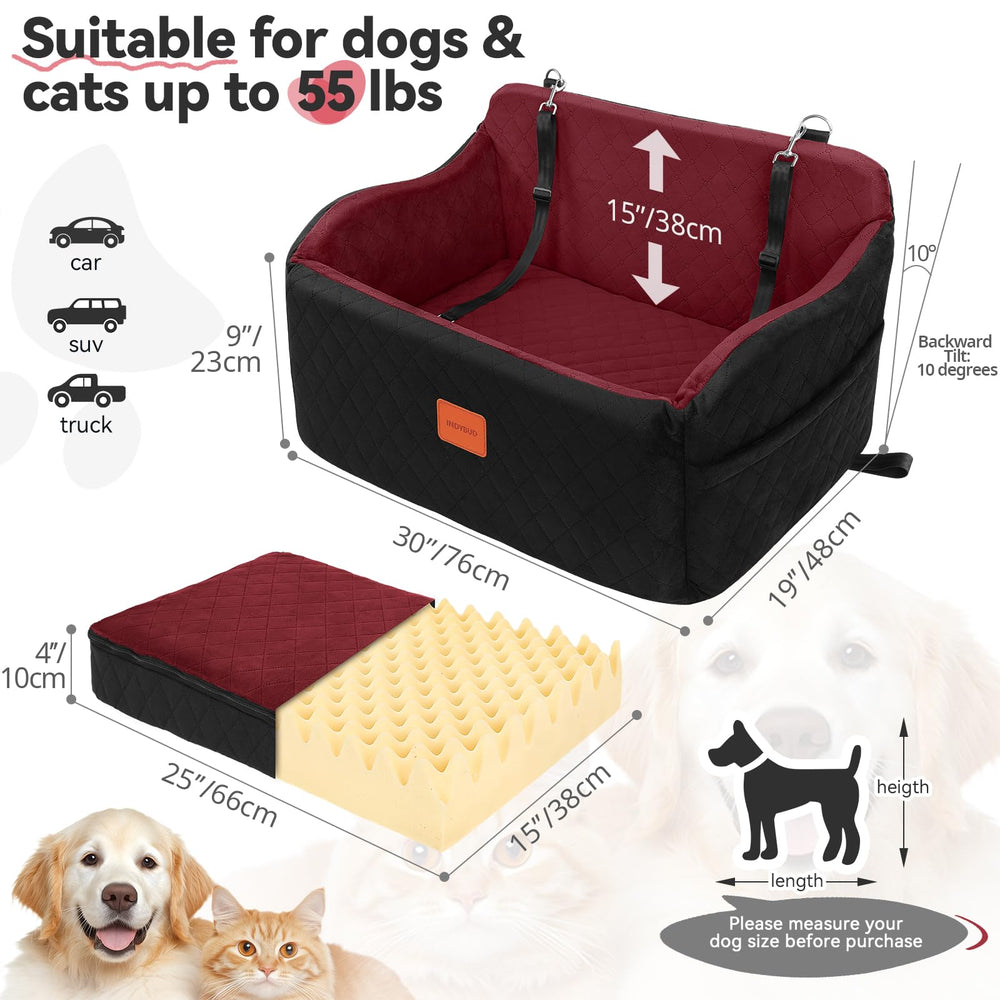 INDYBUD car seat with safety leashes attached for secure travel