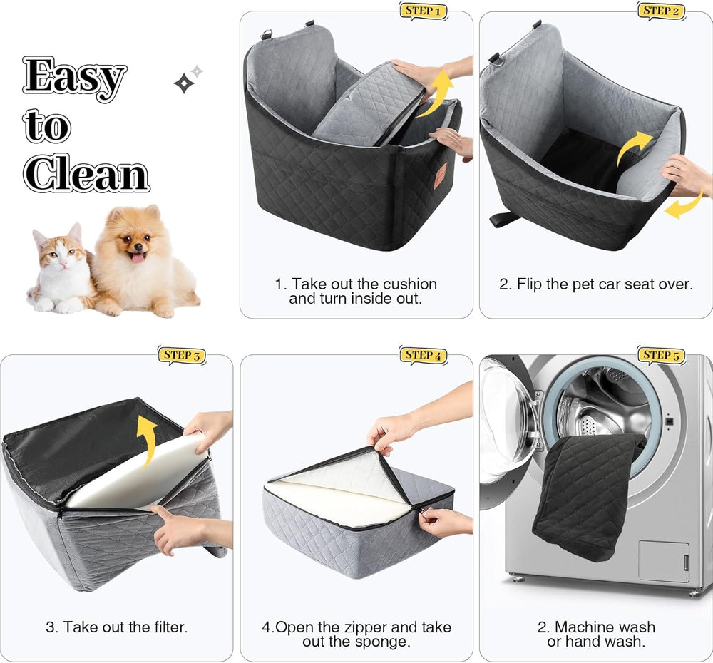 INDYBUD dog car seat includes safety belts for harness security