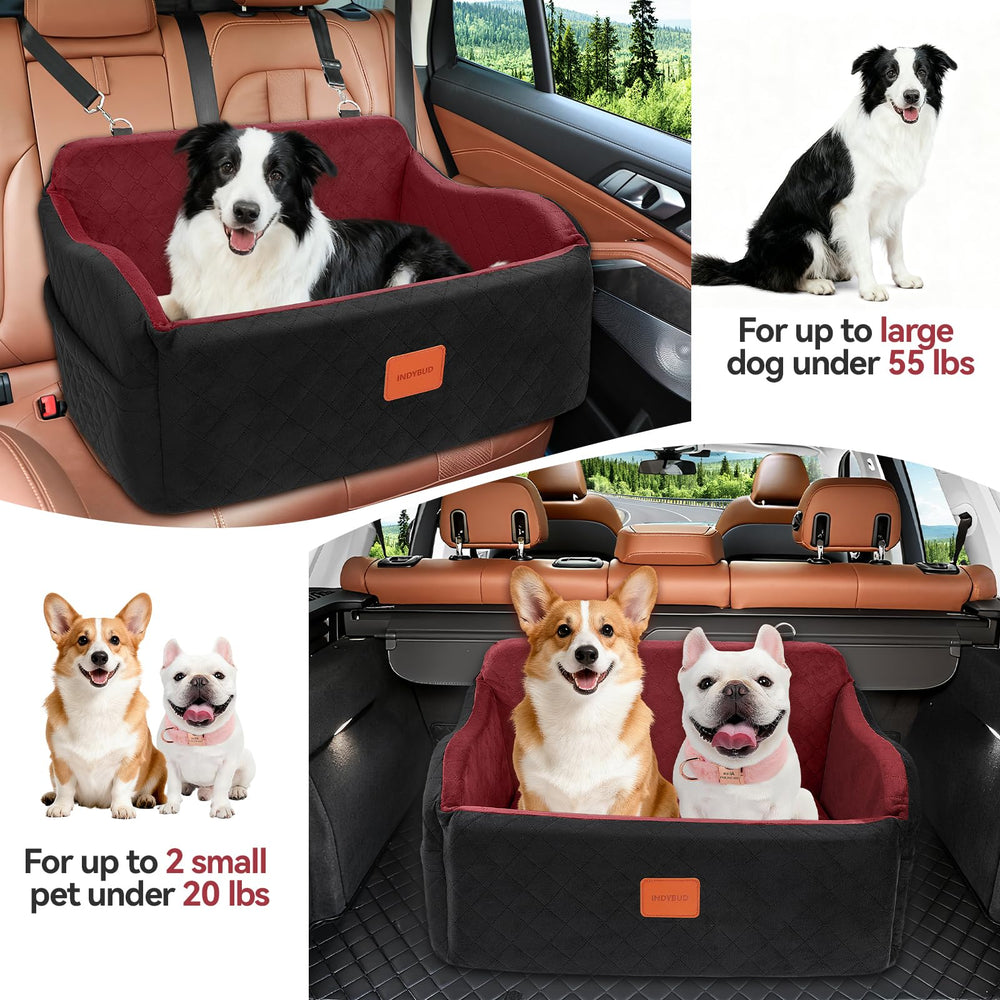 INDYBUD memory foam booster seat closeup highlights plush support for pets