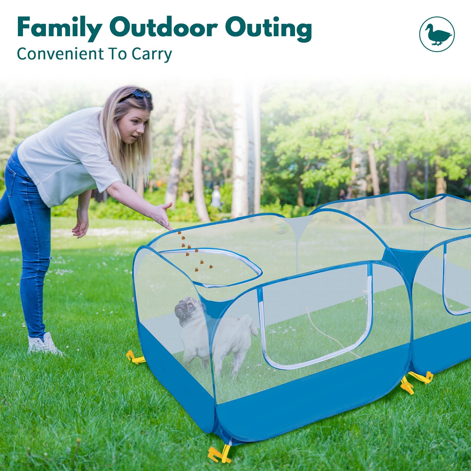 Ineariu versatile indoor/outdoor use supports camping or backyard time with pets.
