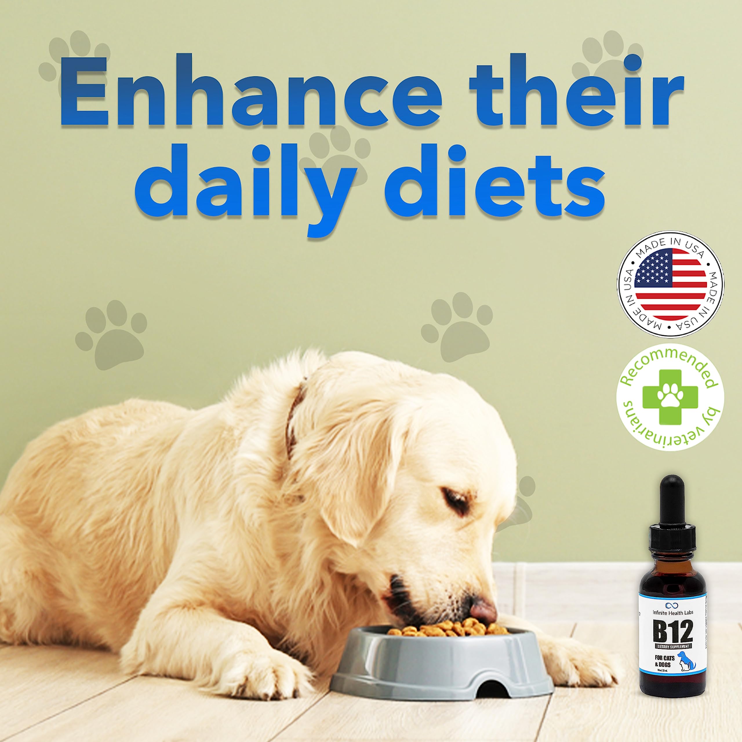 Infinite Health Labs Liquid B12 dogs energy support during walks and play.
