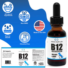 Infinite Health Labs Liquid B12 label detail highlights bioactive methylcobalamin.