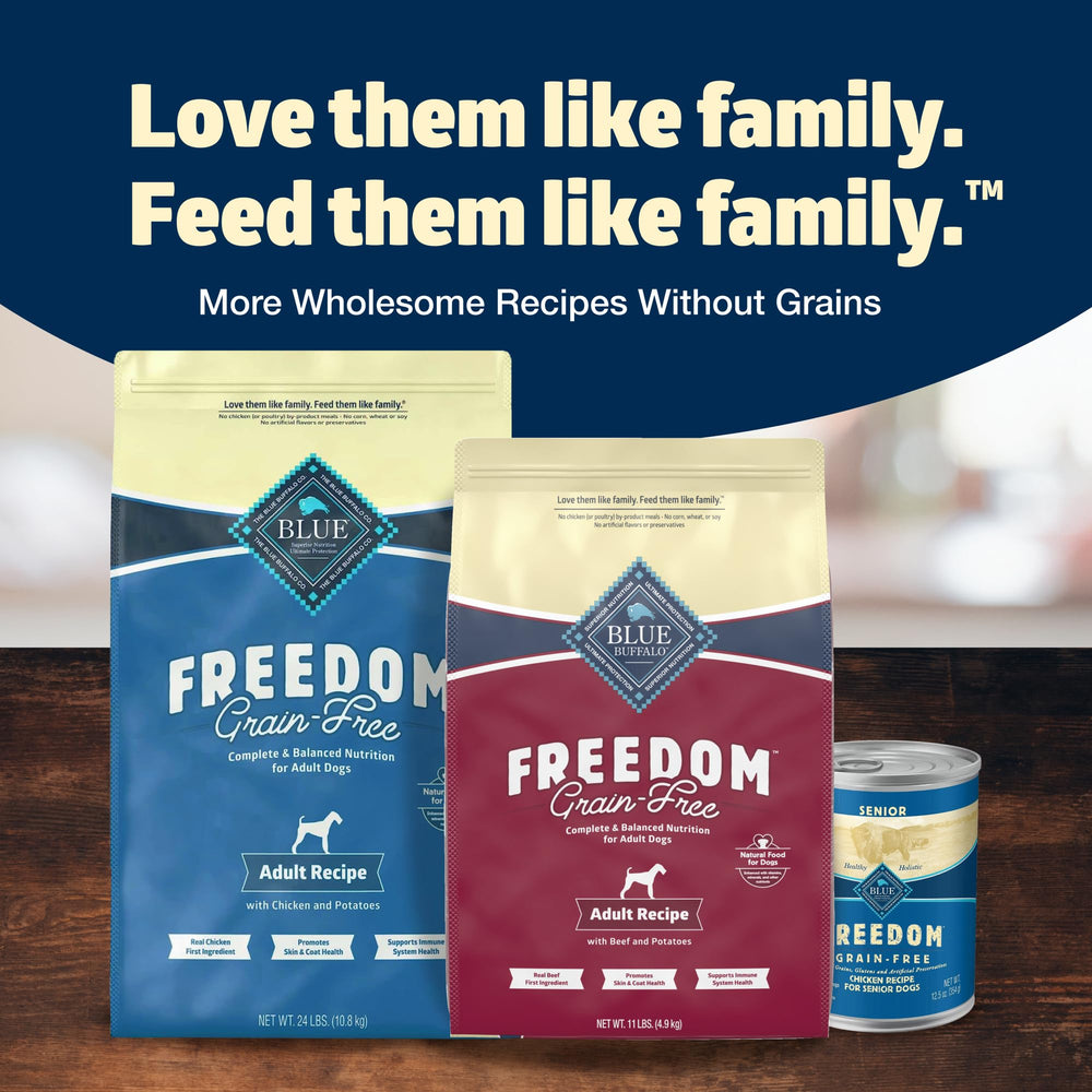 Ingredient panel on Blue Buffalo Freedom Grain-Free bag features deboned beef.