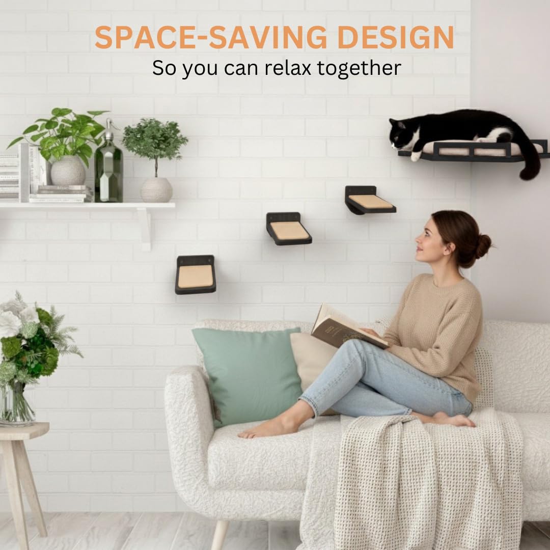 INICIO black finish natural wood corner shelf blends with modern minimalist decor