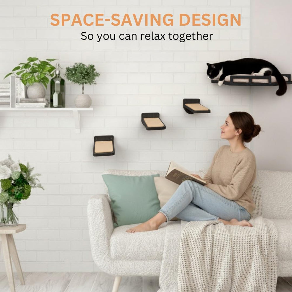 INICIO black finish natural wood corner shelf blends with modern minimalist decor
