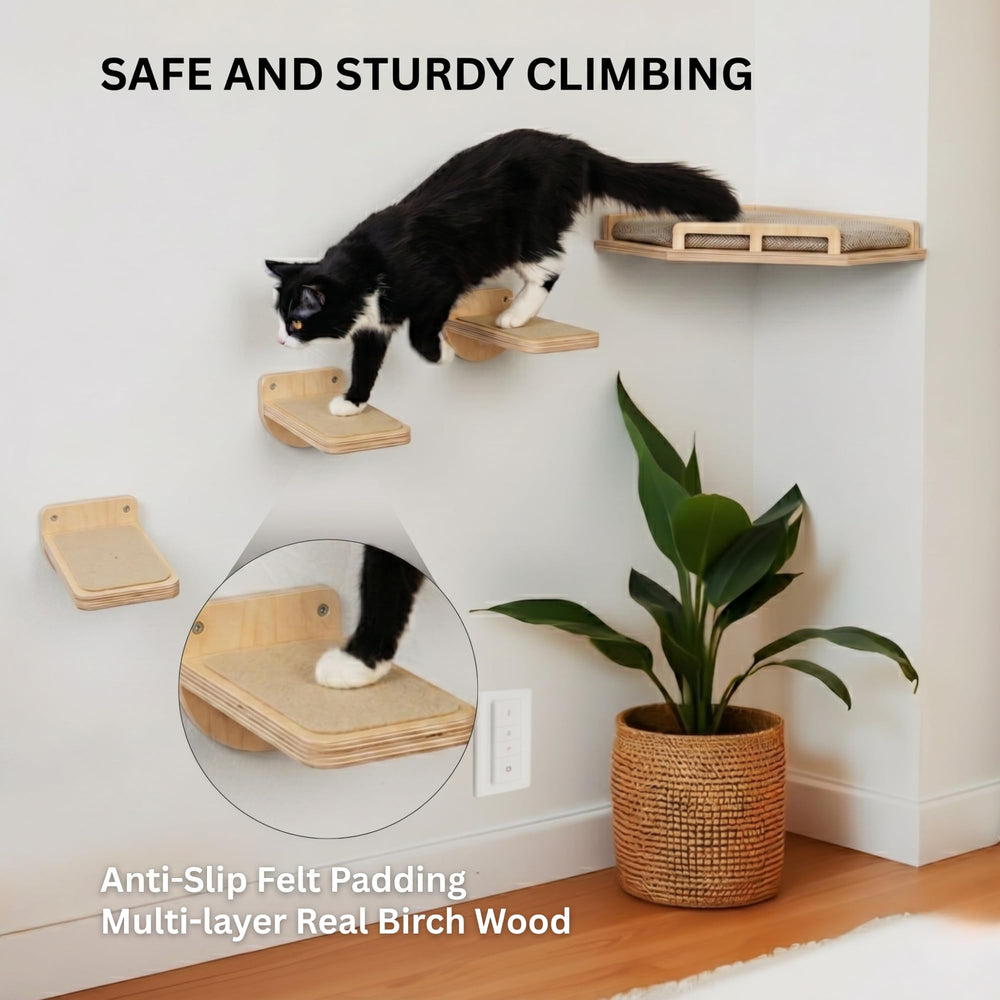 INICIO cat wall shelves pre-drilled holes simplify mounting.
