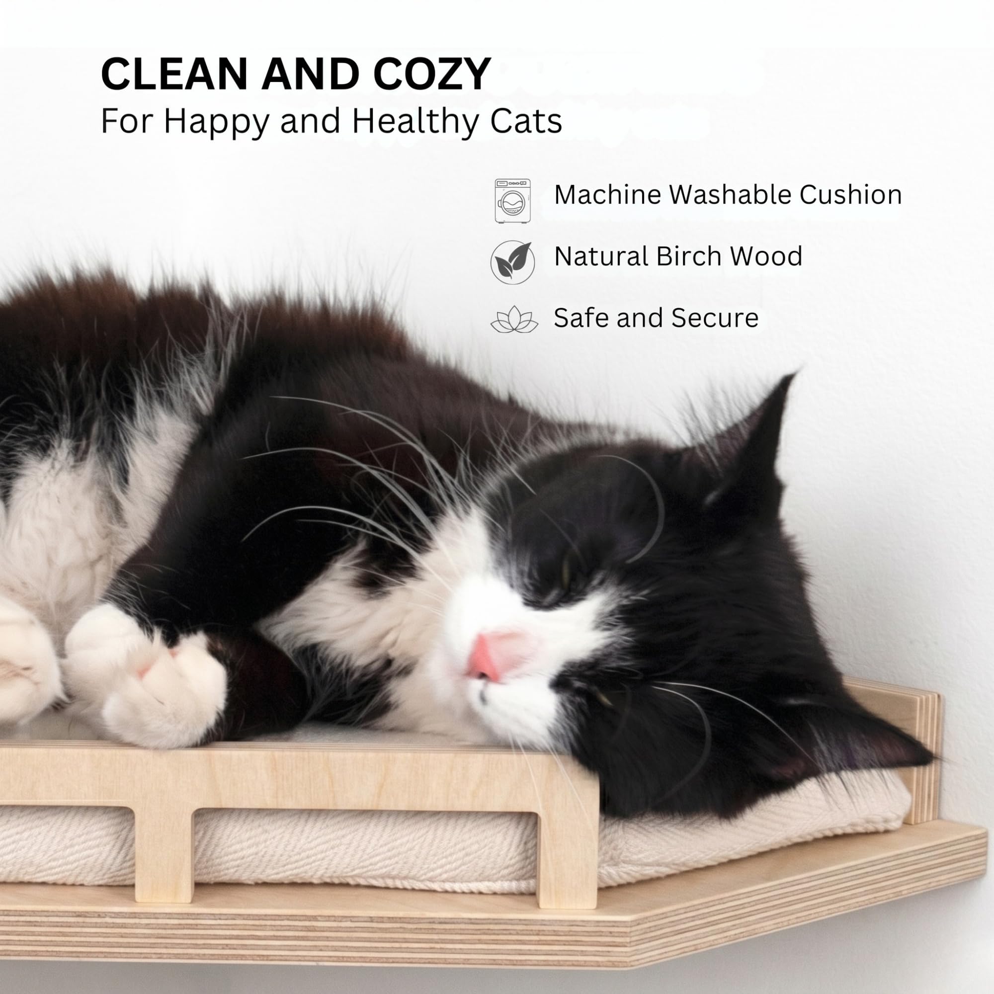 INICIO cat wall shelves washable cushion keeps resting spot clean.