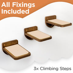 INICIO Wooden cat wall stairs in dark brown wood finish for durable decor