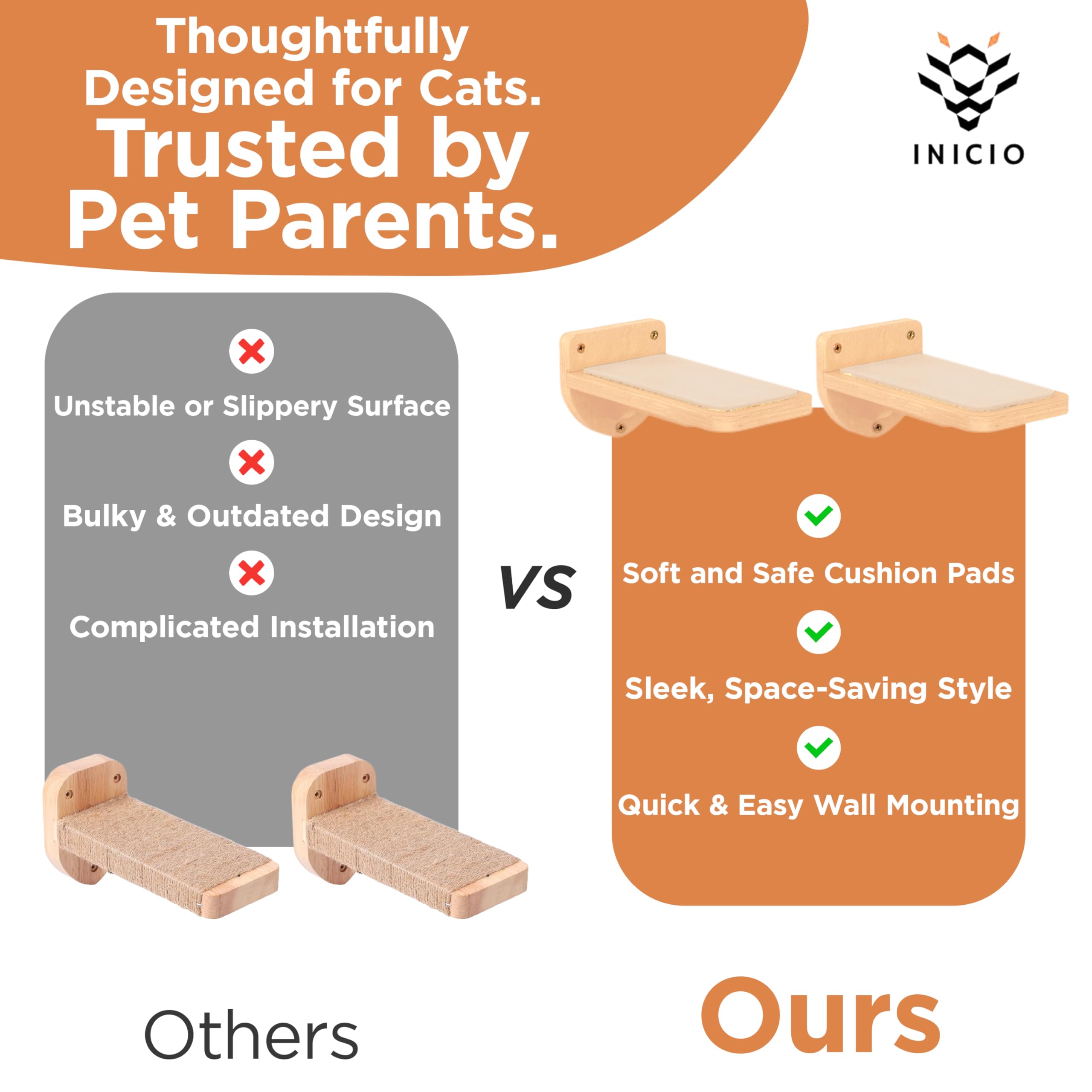 INICIO cat wall stairs fixtures included for quick setup