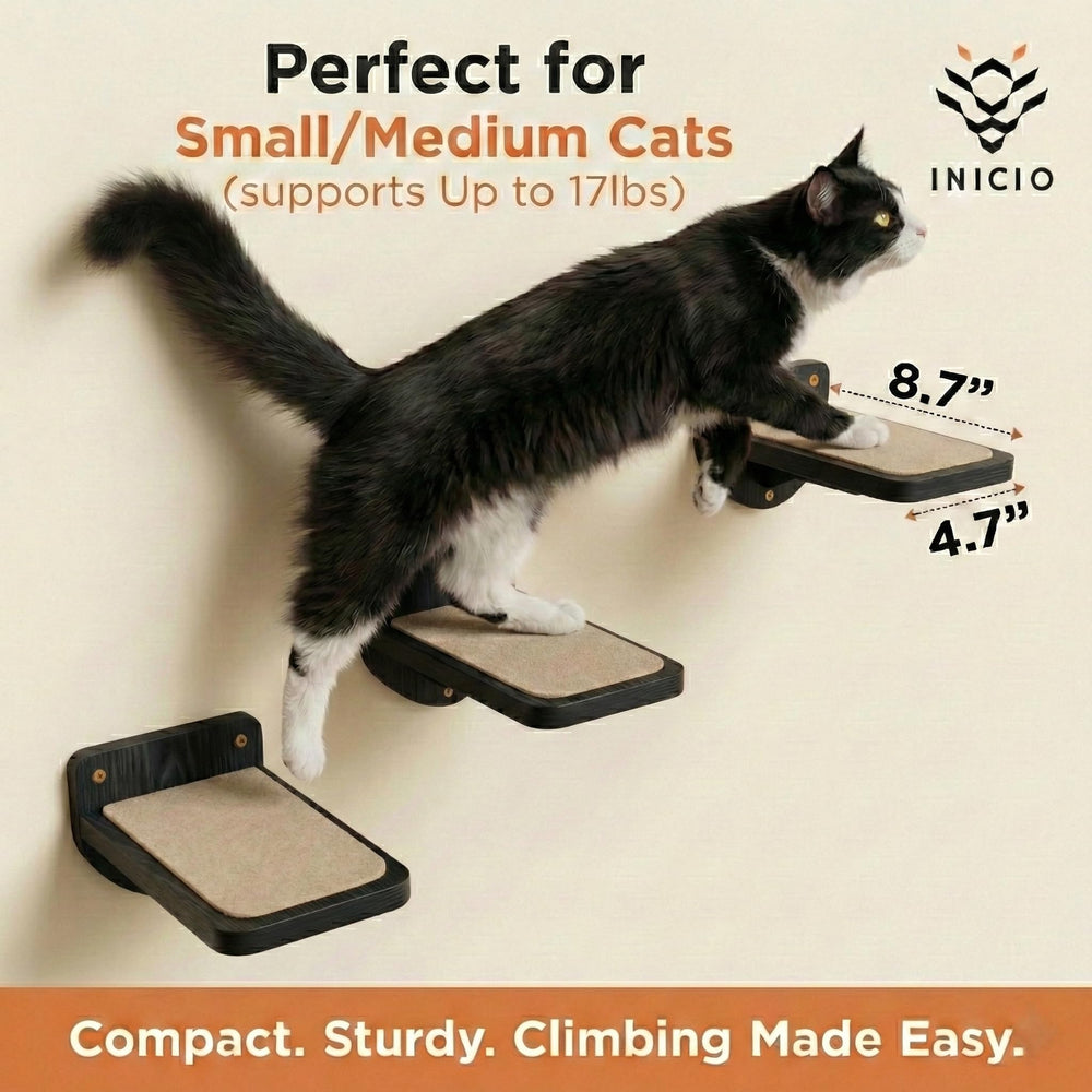 INICIO Cat Wall Steps Floating Cat Stairs enhances room decor and climbing fun.