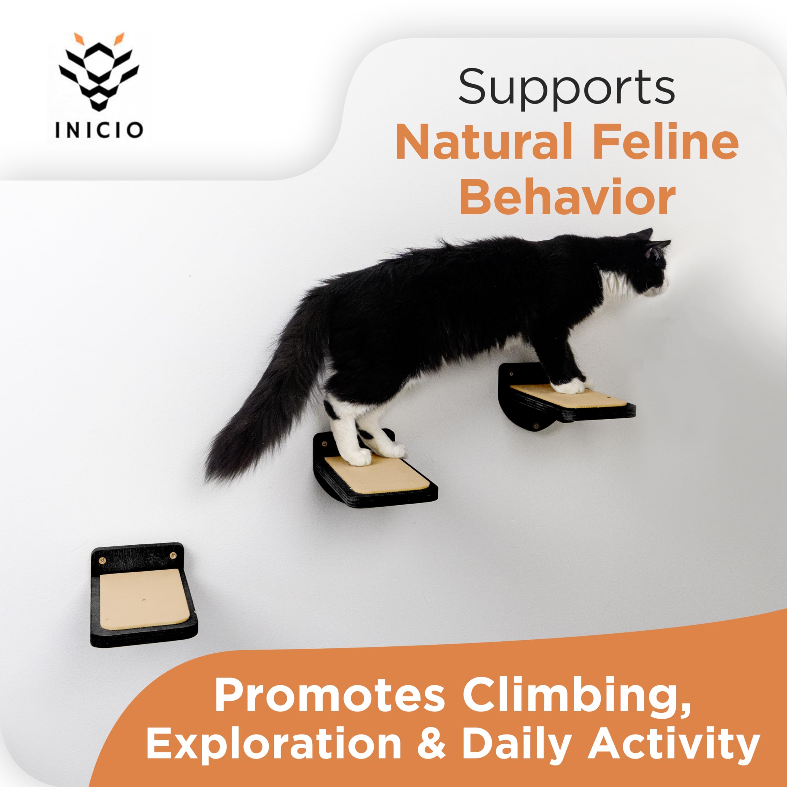 INICIO Cat Wall Steps Kitten-to-Adult versatility supports small and medium cats.