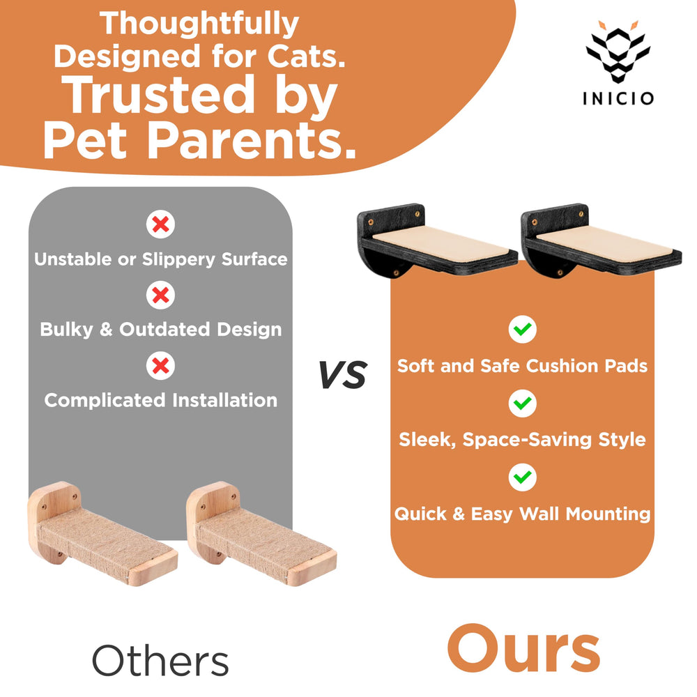 INICIO Cat Wall Steps Modern birch wood adds durable, tasteful climbing options.