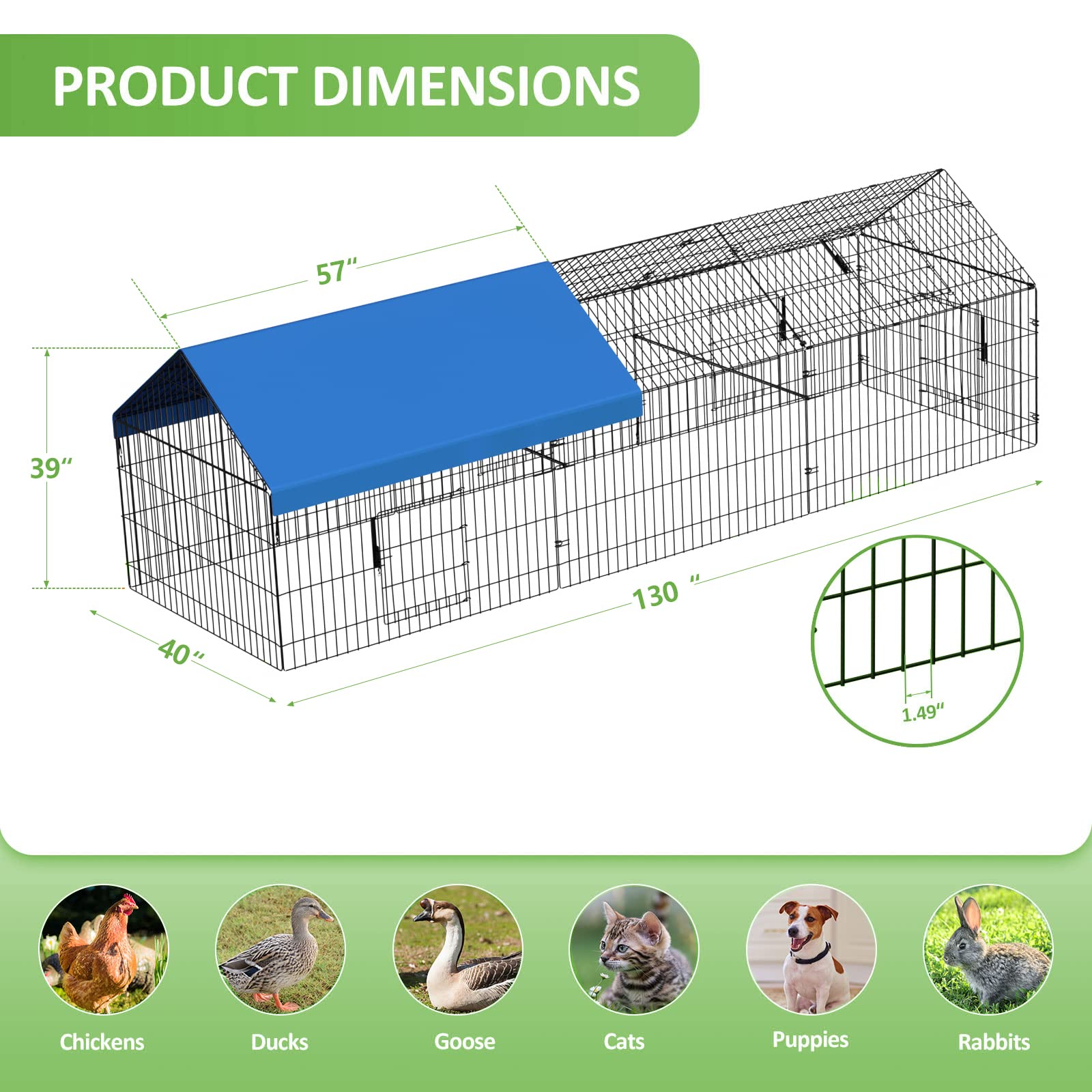 INJOPEXI metal chicken coop assembly moment highlights quick, tool-free setup in under 20 minutes.
