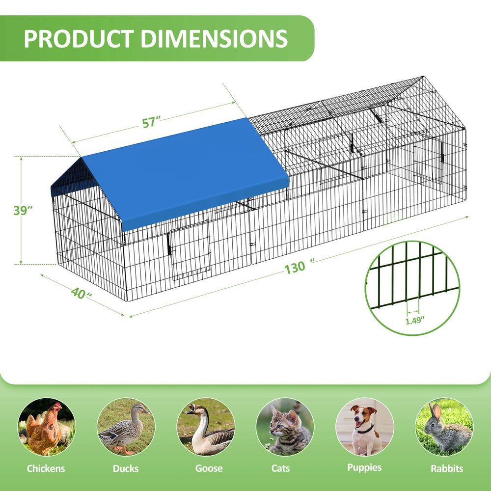 INJOPEXI metal chicken coop assembly moment highlights quick, tool-free setup in under 20 minutes.