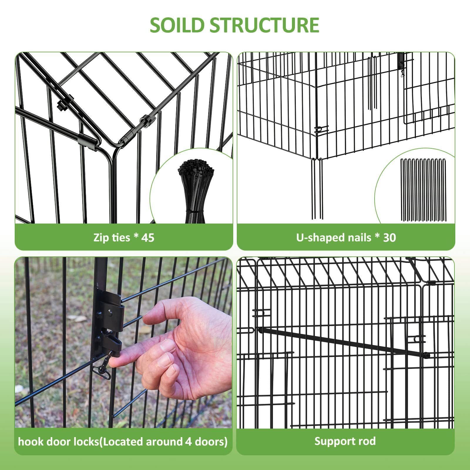 INJOPEXI metal chicken coop rustproof coating emphasizes long-lasting durability in yard settings.