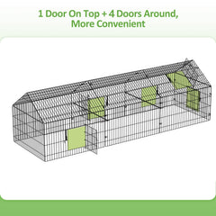 INJOPEXI metal chicken coop ground nails and frame provide sturdy stability on outdoor surfaces.