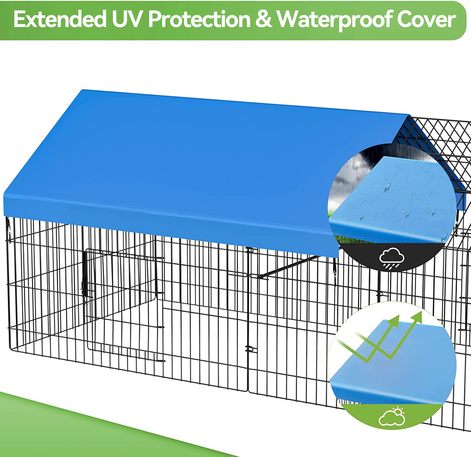 INJOPEXI metal chicken coop spacious interior supports 8-12 hens during daily activity.