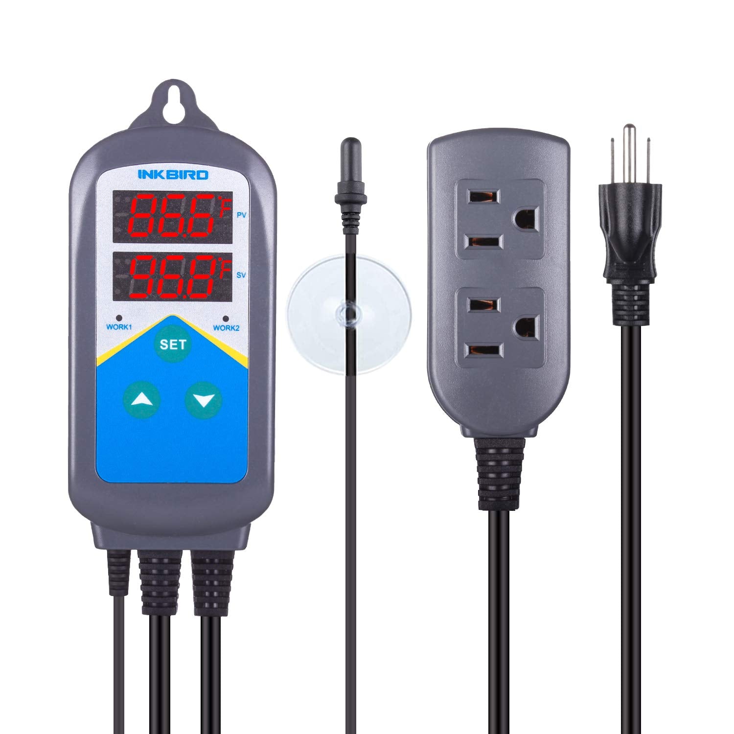 Inkbird digital outlet heat controller front view for easy plug-and-play setup