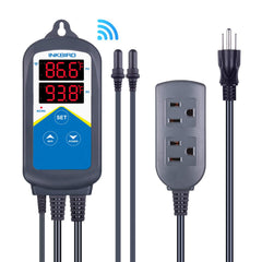 Inkbird ITC-306A controller front view with dual relays for aquarium heating control.