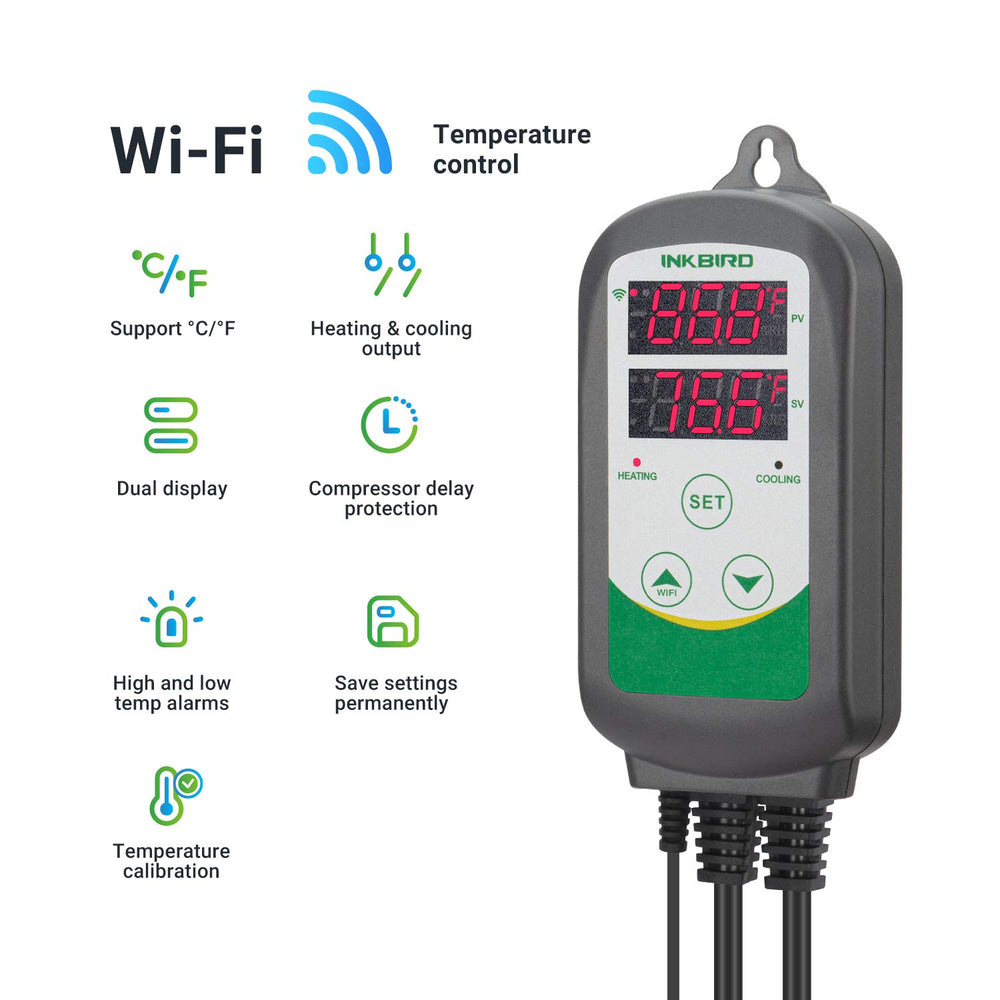 Inkbird ITC-308 waterproof sensor connected to an aquarium heater for reliable sensing