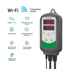 Inkbird ITC-308 waterproof sensor connected to an aquarium heater for reliable sensing
