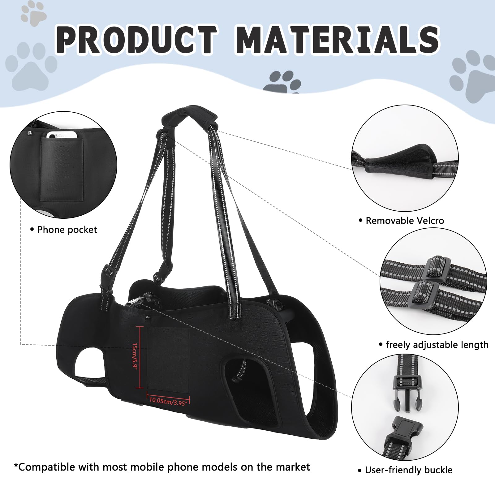 INKNOTE rehabilitation-support harness eases movement for elderly or injured dogs during outings.