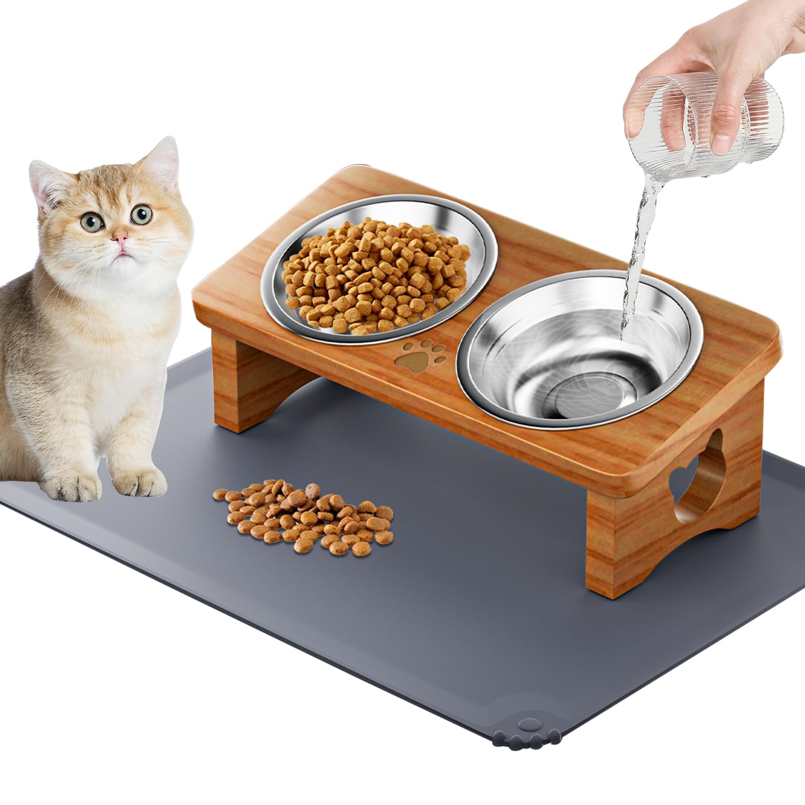 INNVVIS elevated cat bowls tilt 15 degrees for comfortable mealtimes.