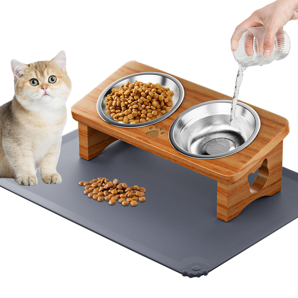INNVVIS elevated cat bowls tilt 15 degrees for comfortable mealtimes.