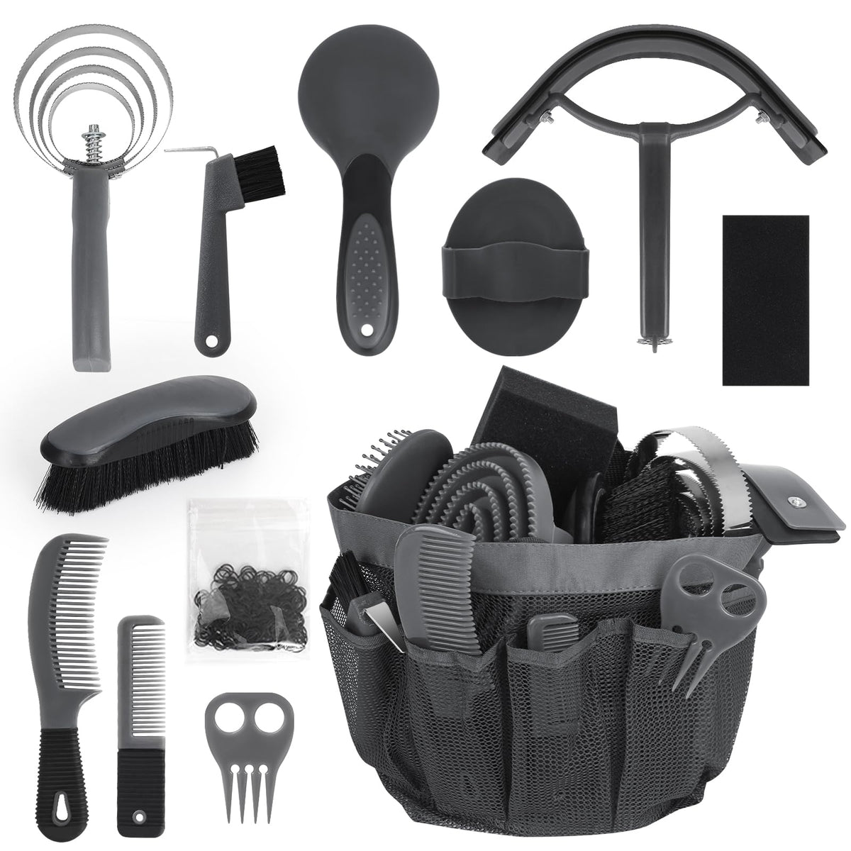 inoreal horse grooming kit 12pcs organized in tote for easy transport