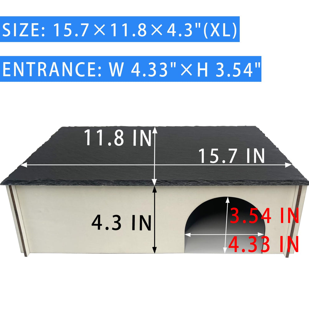 INOSCIND slate reptile hide XL top view shows spacious interior for larger reptiles.