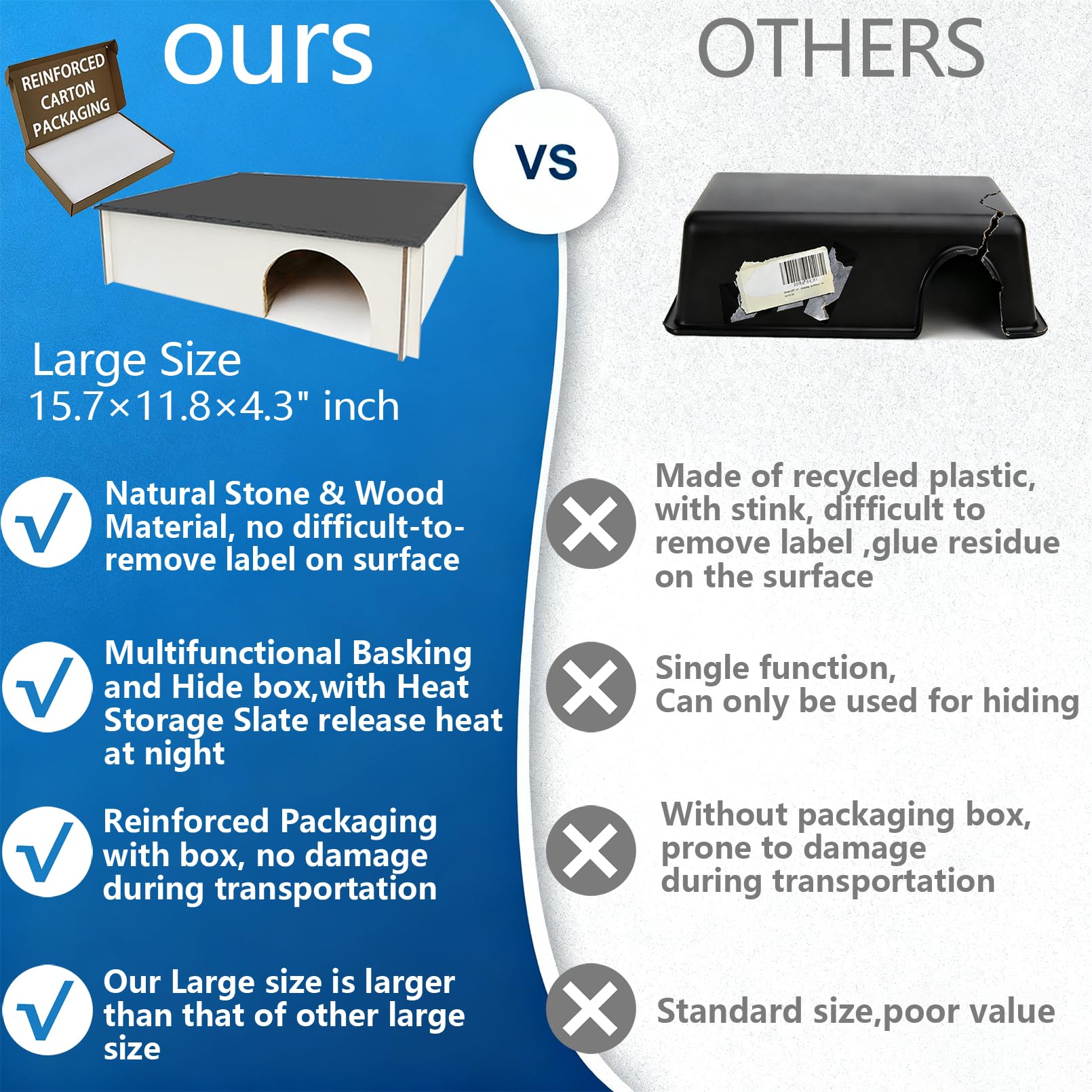 INOSCIND slate reptile hide XL reinforced packaging protects during transit.