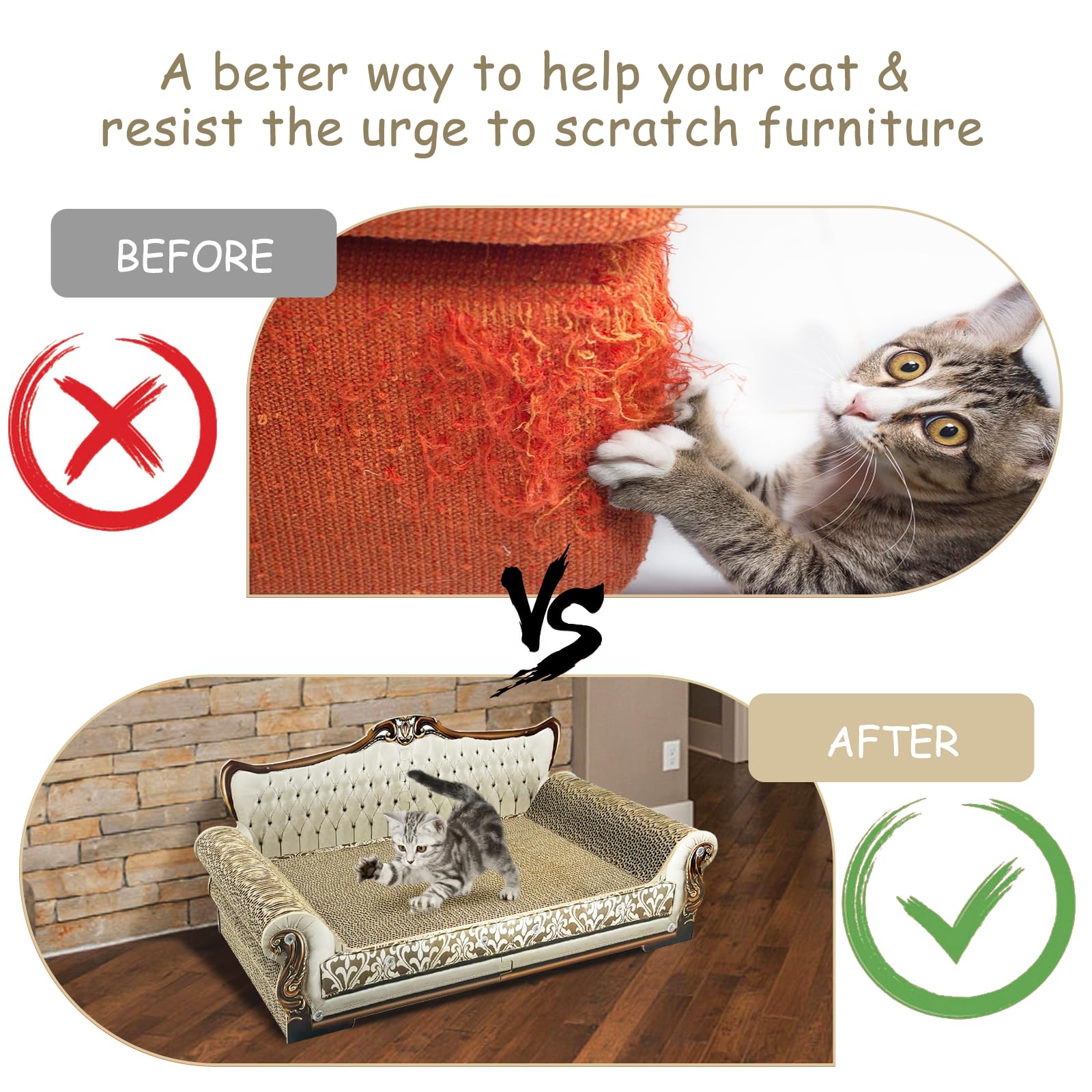 INRLKIT Recycled Cardboard Scratcher offers durable daily feline scratching.